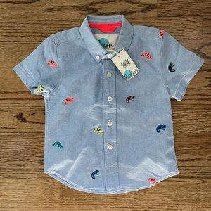 COPY - NWT Boys’ Boden 3-4Y short sleeve chameleon embroidered oxford shirt